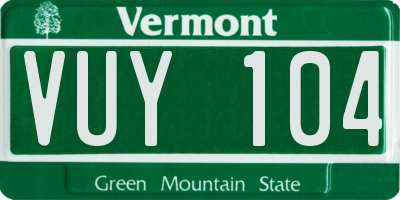 VT license plate VUY104
