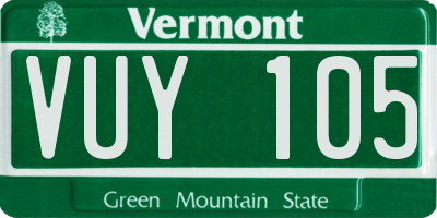VT license plate VUY105