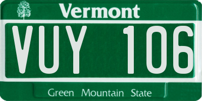 VT license plate VUY106