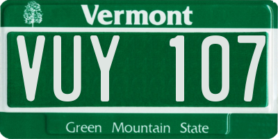 VT license plate VUY107