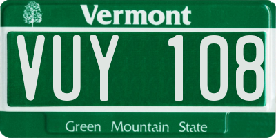 VT license plate VUY108