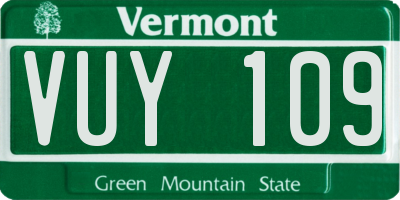 VT license plate VUY109