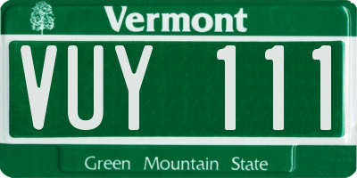 VT license plate VUY111