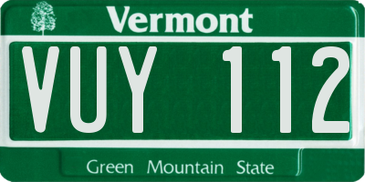 VT license plate VUY112