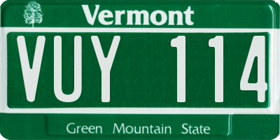VT license plate VUY114