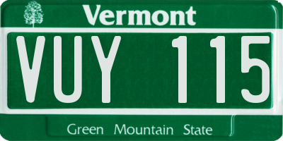 VT license plate VUY115