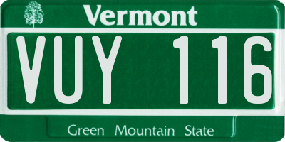 VT license plate VUY116