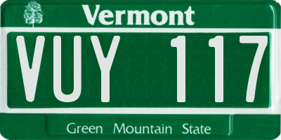VT license plate VUY117