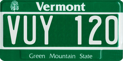 VT license plate VUY120