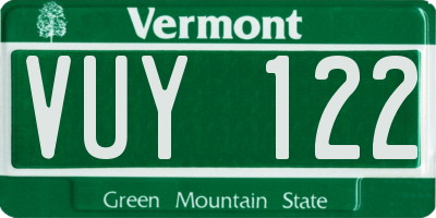VT license plate VUY122