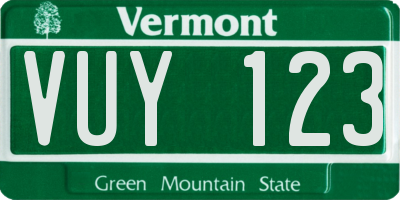 VT license plate VUY123