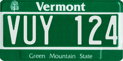 VT license plate VUY124