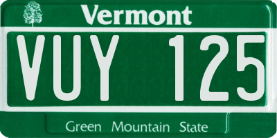 VT license plate VUY125