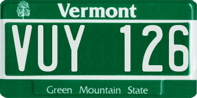 VT license plate VUY126