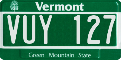 VT license plate VUY127
