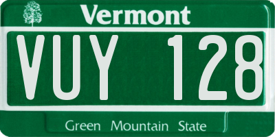 VT license plate VUY128