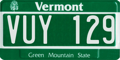 VT license plate VUY129