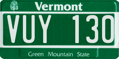 VT license plate VUY130
