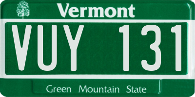 VT license plate VUY131