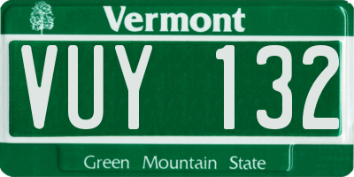 VT license plate VUY132