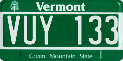VT license plate VUY133