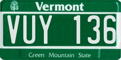 VT license plate VUY136