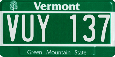 VT license plate VUY137