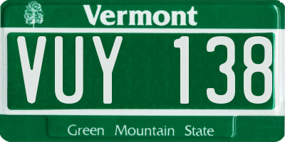 VT license plate VUY138