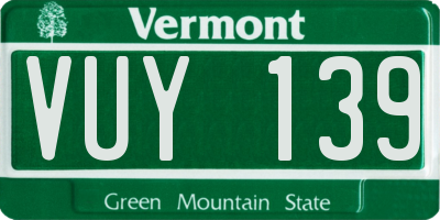 VT license plate VUY139