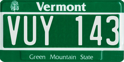 VT license plate VUY143
