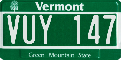 VT license plate VUY147