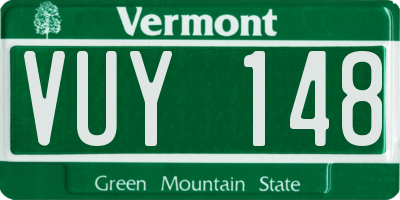 VT license plate VUY148