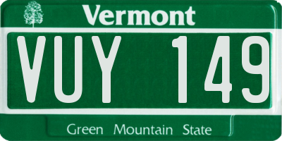 VT license plate VUY149