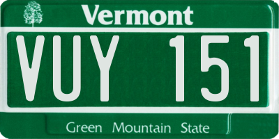 VT license plate VUY151