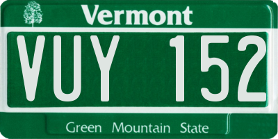 VT license plate VUY152
