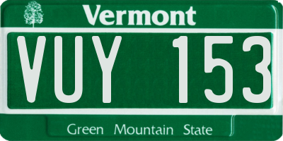 VT license plate VUY153