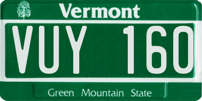 VT license plate VUY160