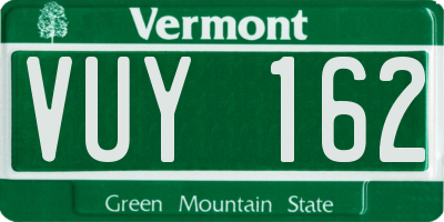 VT license plate VUY162