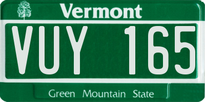 VT license plate VUY165