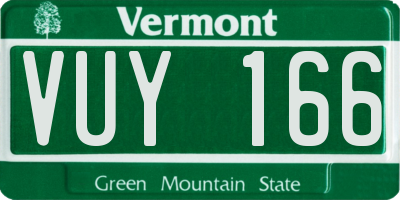VT license plate VUY166