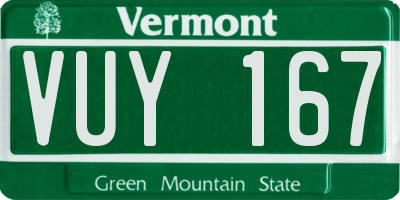 VT license plate VUY167