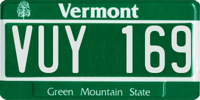 VT license plate VUY169