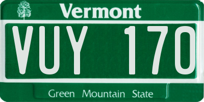 VT license plate VUY170