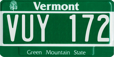 VT license plate VUY172