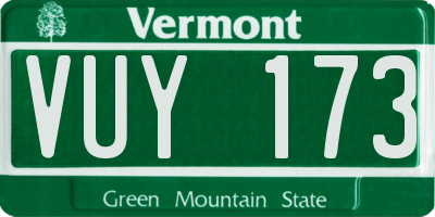 VT license plate VUY173