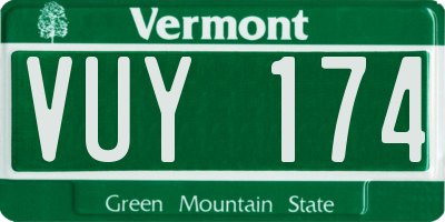 VT license plate VUY174