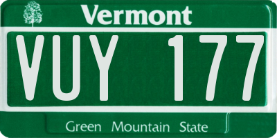 VT license plate VUY177