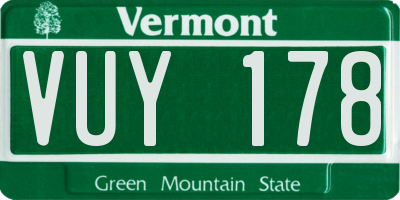 VT license plate VUY178