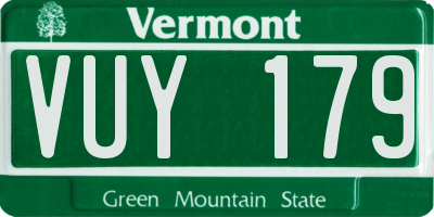 VT license plate VUY179