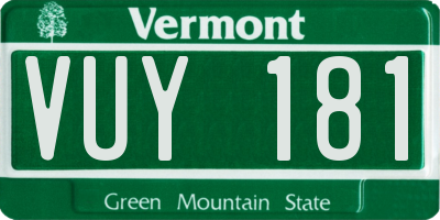 VT license plate VUY181